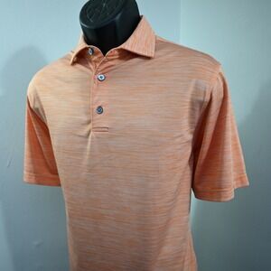 FootJoy Polo Men S Orange Space Dye Short Sleeve Golf Athletic Performance Top